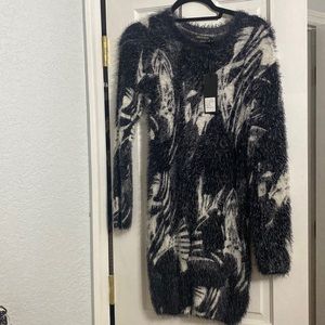 Qed London brand new furry soft black and white dress